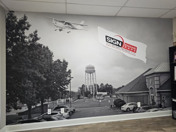 Memphis Wall Mural for Sign Engine Ears Office